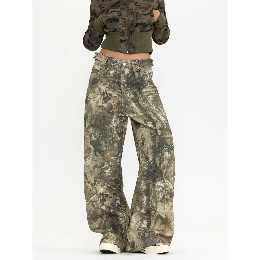 Vrouwen - Baggy camo jeans