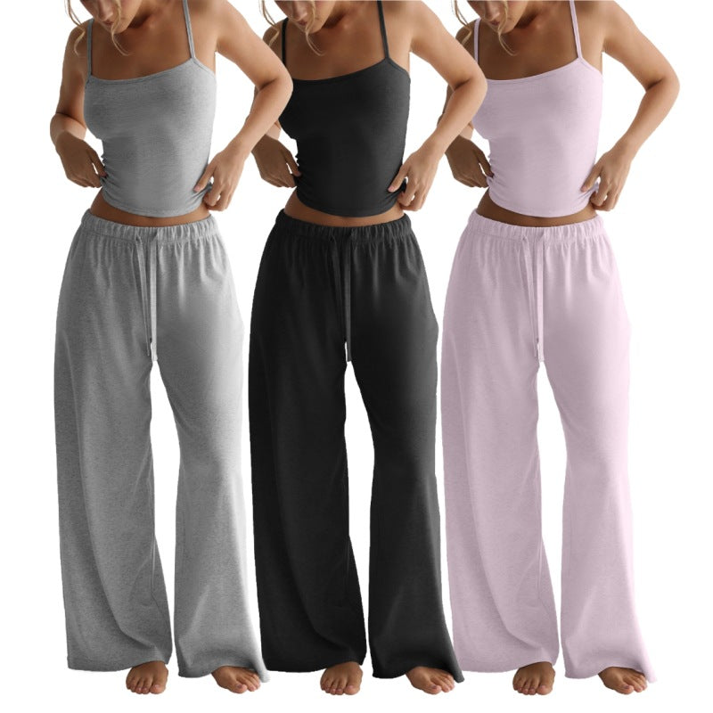 Vrouwen - Crop-top set + Wijde broek